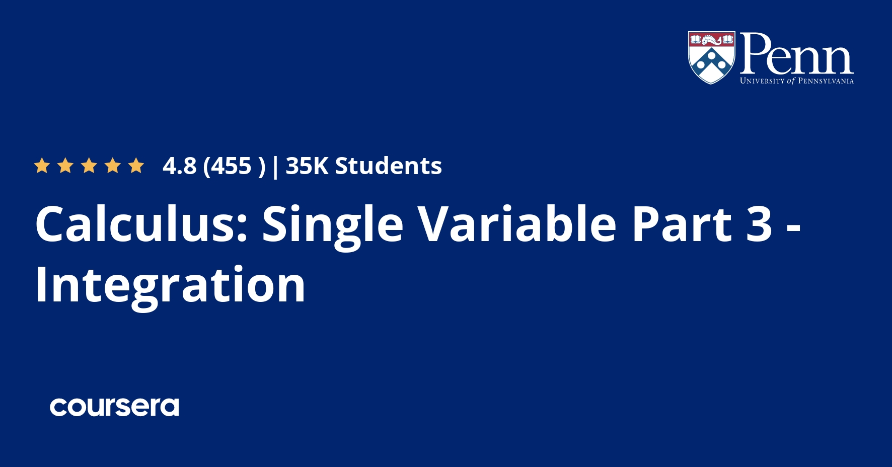 Calculus: Single Variable Part 3 - Integration - Coursya