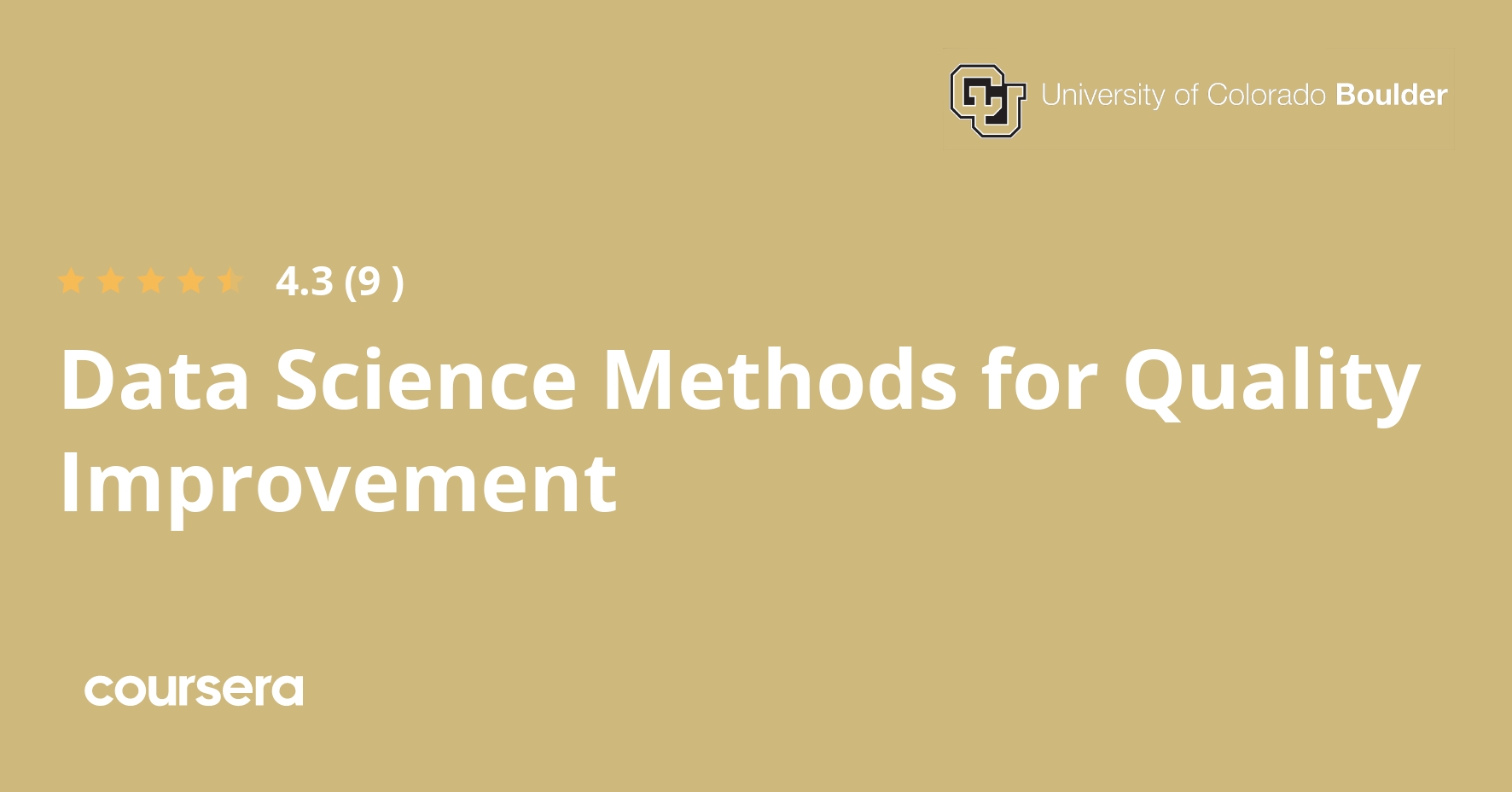 Data Science Methods for Quality Improvement Specialization - Coursya