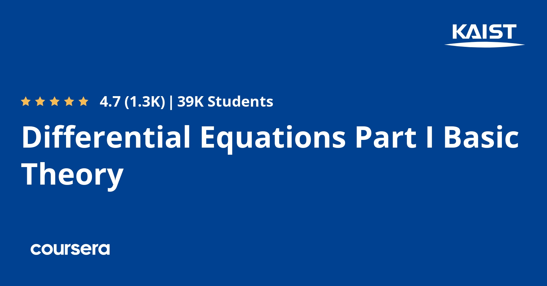 Differential Equations Part I Basic Theory - Coursya