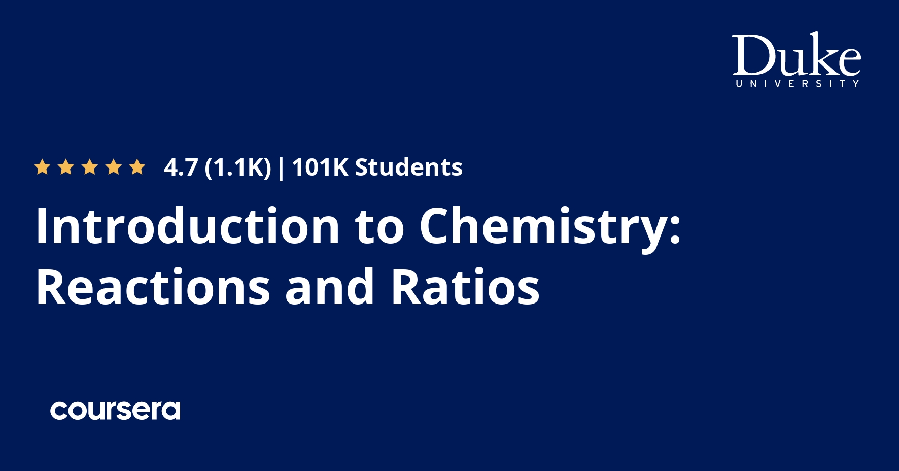 Introduction to Chemistry: Reactions and Ratios - Coursya