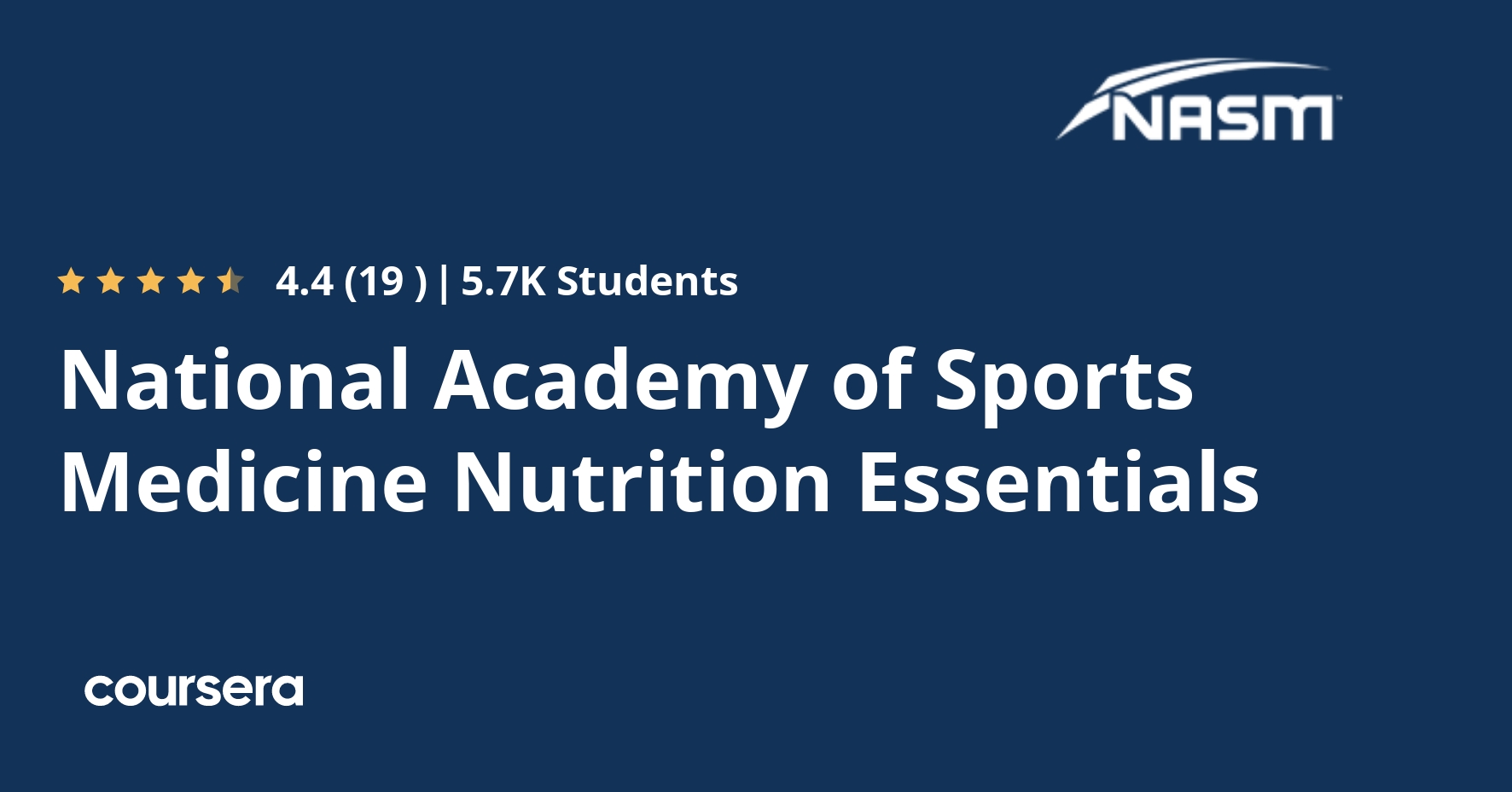 National Academy of Sports Medicine Nutrition Essentials