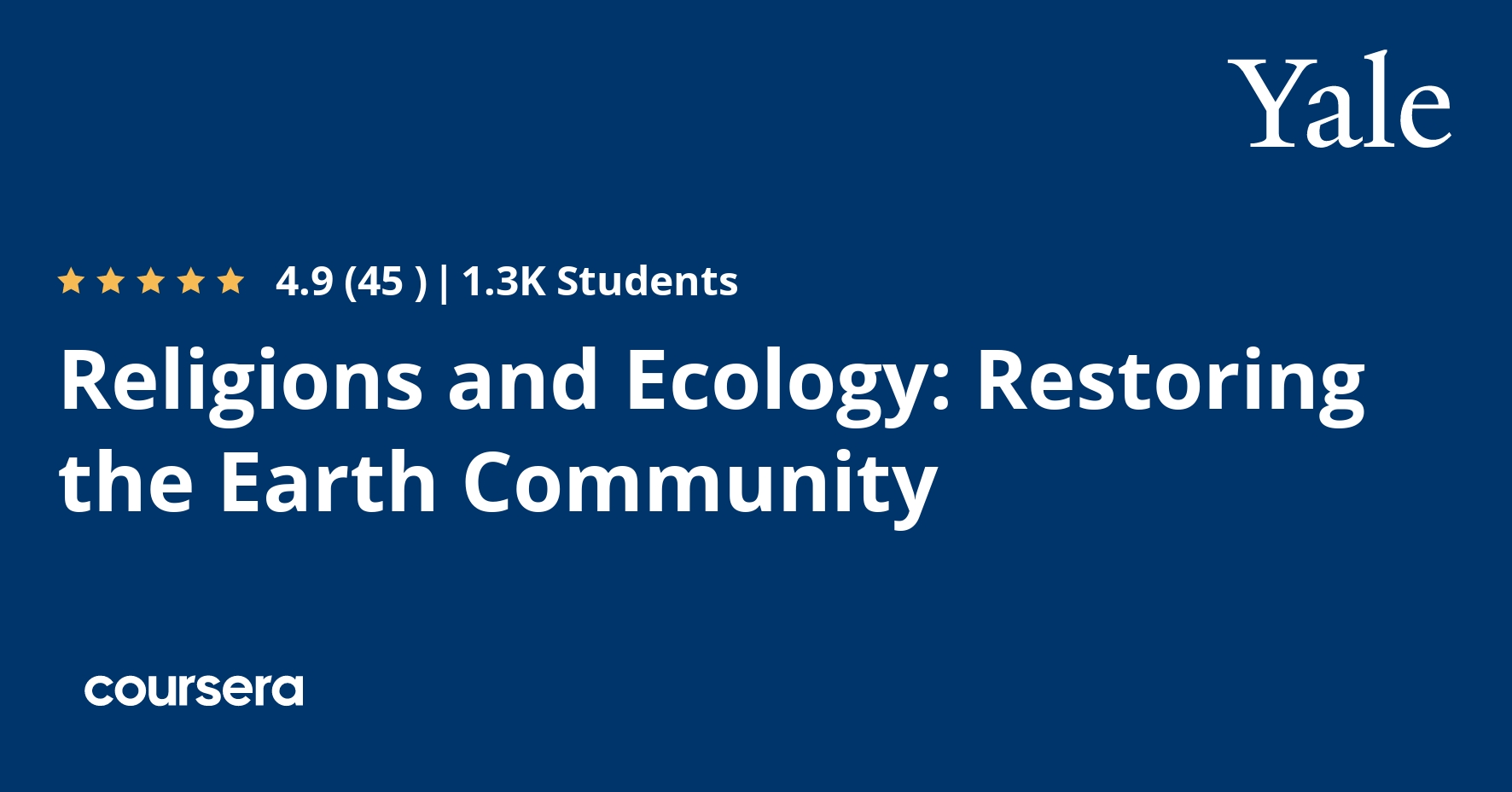 Religions and Ecology: Restoring the Earth Community Specialization