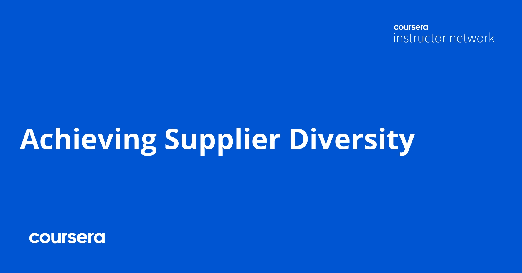 Achieving Supplier Diversity